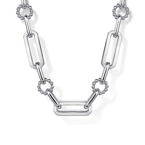 925 Sterling Silver Paper Clip Chain Necklace with Bujukan Connectors 925 Sterling Silver Paper Clip Chain Necklace with Bujukan Connectors