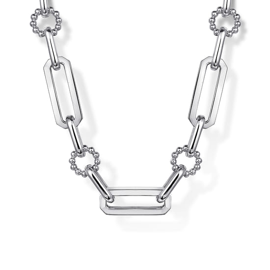 925 Sterling Silver Paper Clip Chain Necklace with Bujukan Connectors 925 Sterling Silver Paper Clip Chain Necklace with Bujukan Connectors