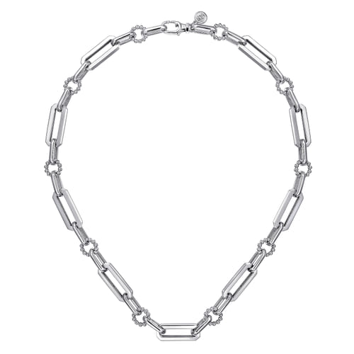 925 Sterling Silver Paper Clip Chain Necklace with Bujukan Connectors 925 Sterling Silver Paper Clip Chain Necklace with Bujukan Connectors