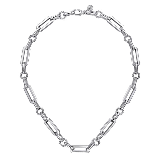 925 Sterling Silver Paper Clip Chain Necklace with Bujukan Connectors angle 2 925 Sterling Silver Paper Clip Chain Necklace with Bujukan Connectors angle 2