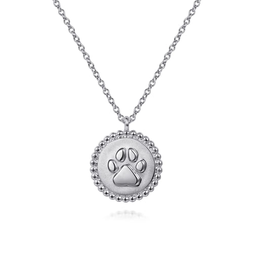 925 Sterling Silver Paw Print Pendant Necklace-Bujukan 