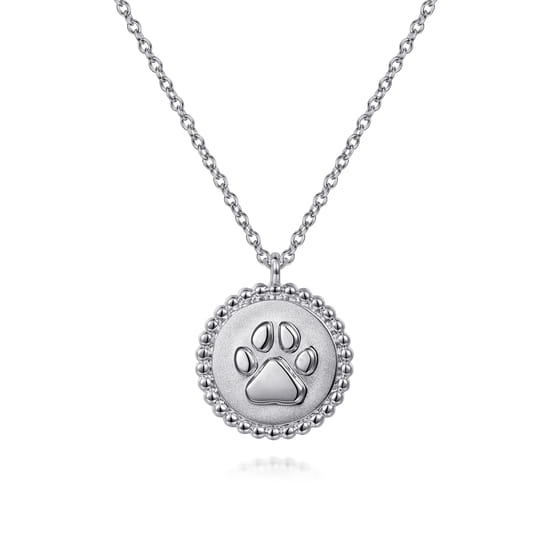 925 Sterling Silver Paw Print Pendant Necklace-Bujukan 