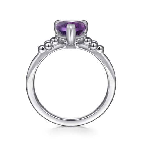 925 Sterling Silver Pear Amethyst Bujukan Ring