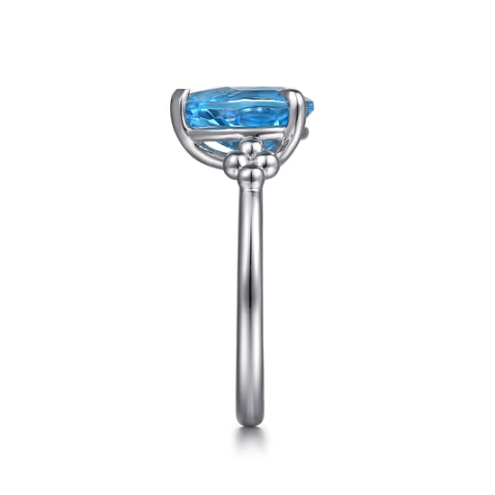 925 Sterling Silver Pear Blue Topaz Bujukan Ring angle 4