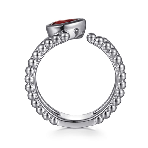 925 Sterling Silver Pear Garnet Bujukan Open Ring 925 Sterling Silver Pear Garnet Bujukan Open Ring