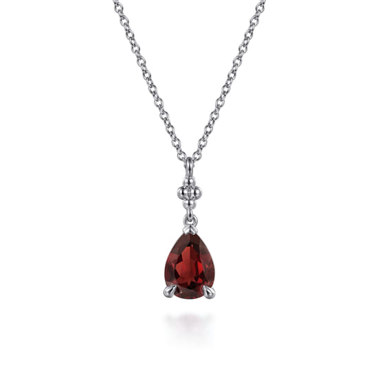 Gabriel - 925 Sterling Silver Pear Garnet Bujukan Pendant Necklace