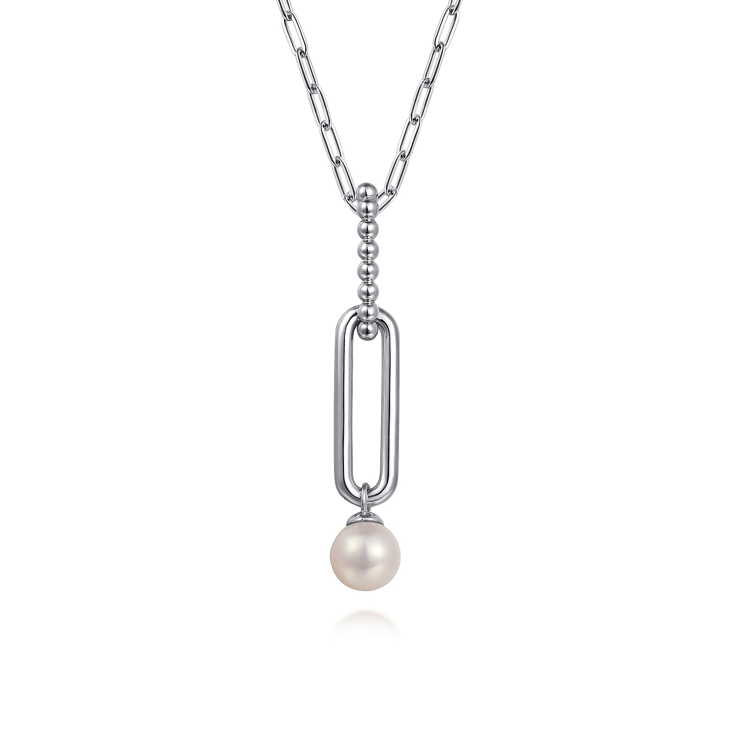 Gabriel - 925 Sterling Silver Pearl Bujukan Drop Necklace