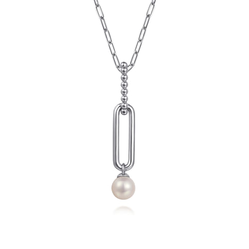 925 Sterling Silver Pearl Bujukan Drop Necklace