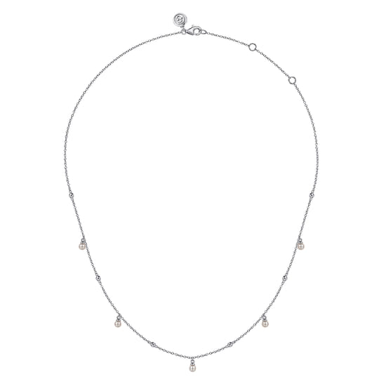 925 Sterling Silver Pearl Drop Necklace angle 2