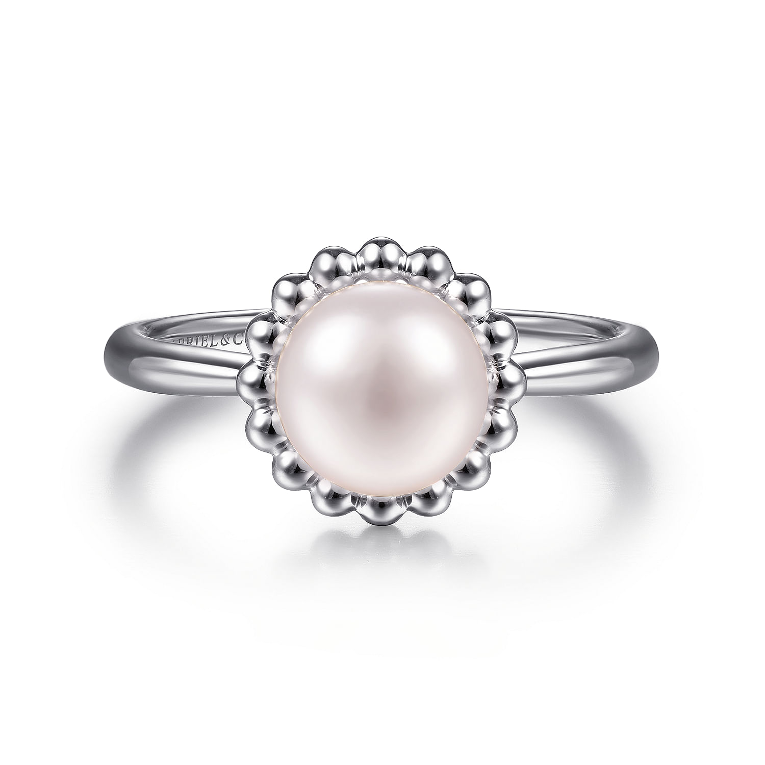 Gabriel - 925 Sterling Silver Pearl Ring with Bujukan Beaded Halo
