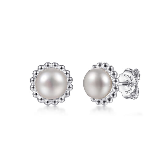 925 Sterling Silver Pearl Stud Earrings-Bujukan