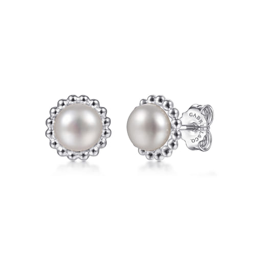 925 Sterling Silver Pearl Stud Earrings-Bujukan 925 Sterling Silver Pearl Stud Earrings-Bujukan