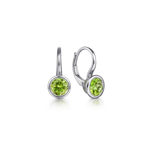 Gabriel - 925 Sterling Silver Peridot Leverback Earrings