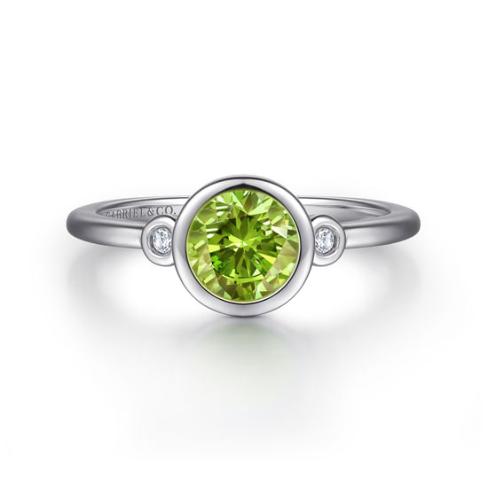 Gabriel - 925 Sterling Silver Peridot and Diamond Ring