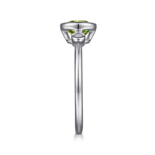 925 Sterling Silver Peridot and Diamond Ring