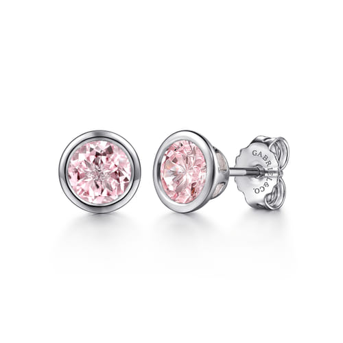925 Sterling Silver Pink Cubic Zirconia Stud Earrings