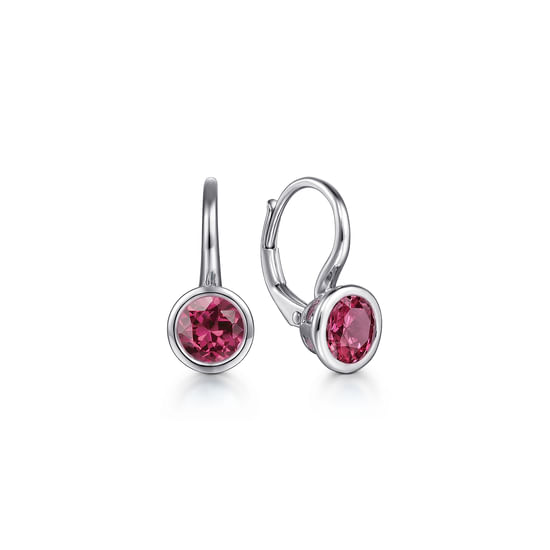 Gabriel - 925 Sterling Silver Pink Tourmaline Leverback Earrings