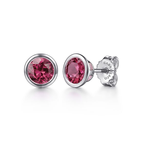 Gabriel - 925 Sterling Silver Pink Tourmaline Stud Earrings