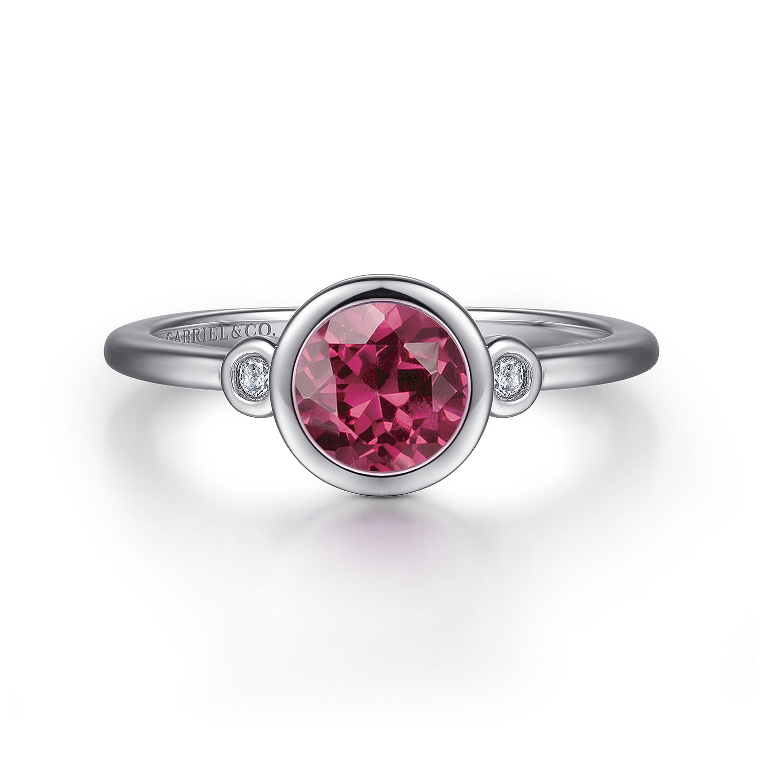 Gabriel - 925 Sterling Silver Pink Tourmaline and Diamond Ladies Ring