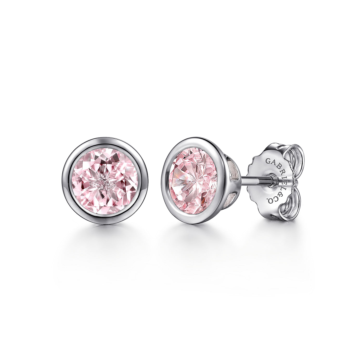 925 Sterling Silver Pink Zircon Stud Earrings