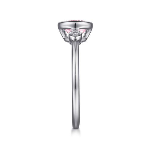 925 Sterling Silver Pink Zircon and Diamond Ring