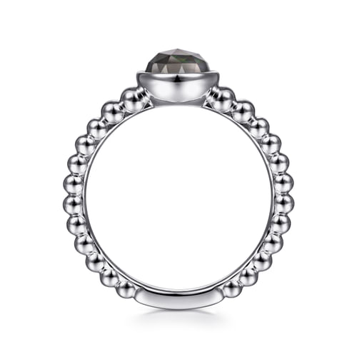 925 Sterling Silver Rock Crystal& Black Mother of Pearl Bujukan Ring