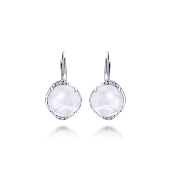 Gabriel - 925 Sterling Silver Rock Crystal/MOP Diamond Drop Earrings