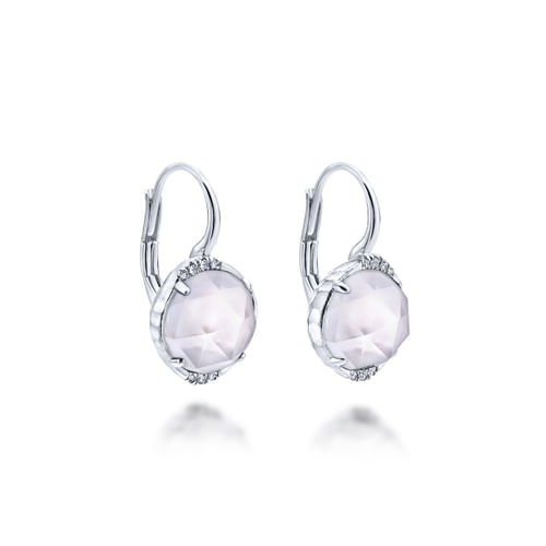 925 Sterling Silver Rock Crystal/MOP Diamond Drop Earrings