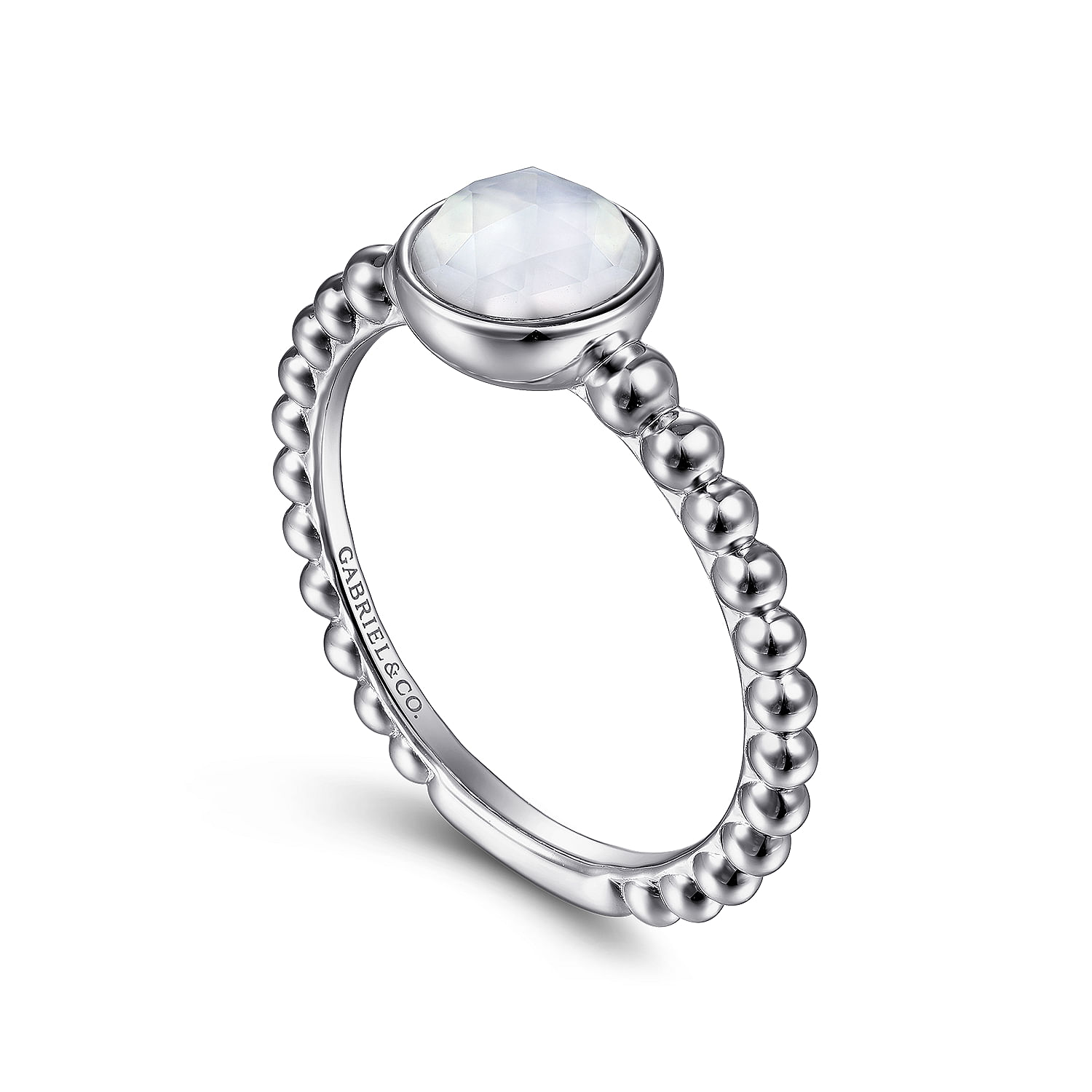 925 Sterling Silver Rock Crystal/White MOP Bujukan Ring
