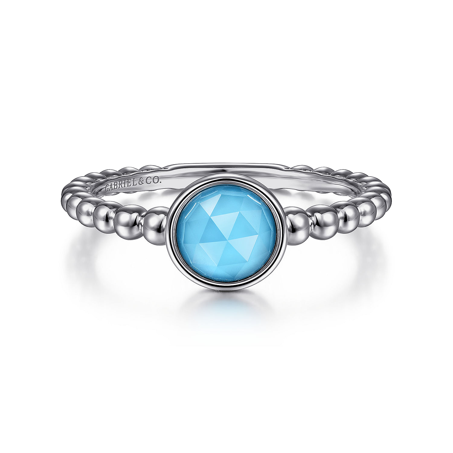Gabriel - 925 Sterling Silver Rock Crystal and Turquoise Bujukan Ring