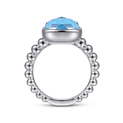 925 Sterling Silver Rock Crystal and Turquoise Bujukan Signet Ring