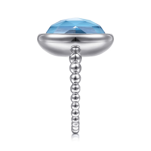 925 Sterling Silver Rock Crystal and Turquoise Oval Signet Ring 925 Sterling Silver Rock Crystal and Turquoise Oval Signet Ring
