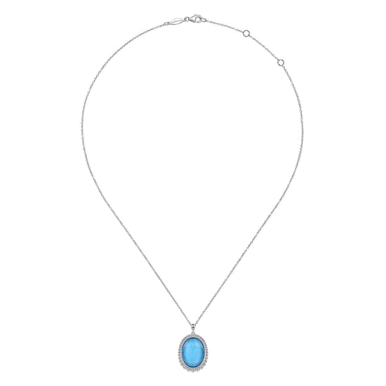 925 Sterling Silver Rock Crystal and Turquoise Pendant Necklace angle 2
