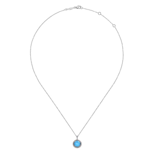 925 Sterling Silver Rock Crystal and Turquoise Pendant Necklace