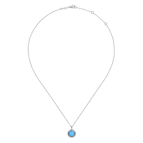925 Sterling Silver Rock Crystal and Turquoise Pendant Necklace angle 2