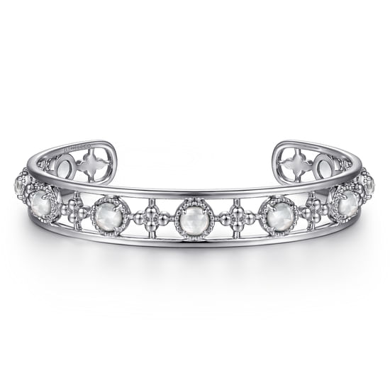Gabriel - 925 Sterling Silver Rock Crystal and White MOP Cuff