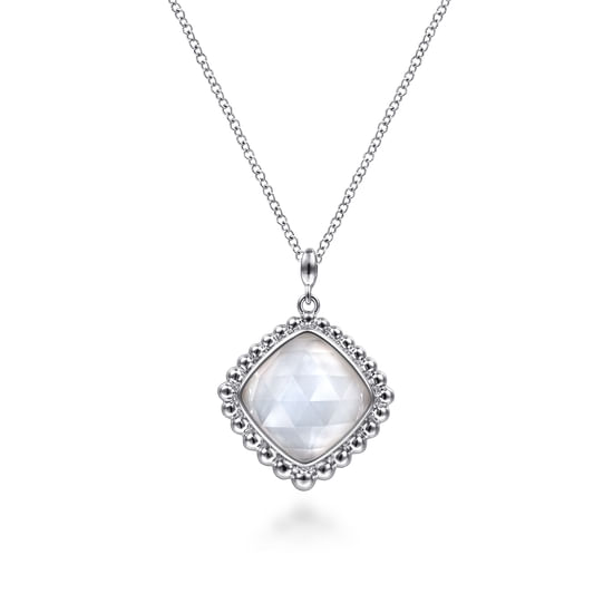 Gabriel - 925 Sterling Silver Rock Crystal and White MOP Pendant Necklace