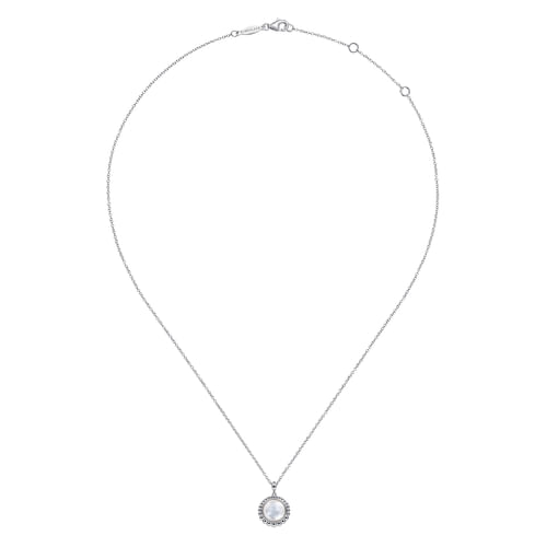 925 Sterling Silver Rock Crystal and White MOP Pendant Necklace