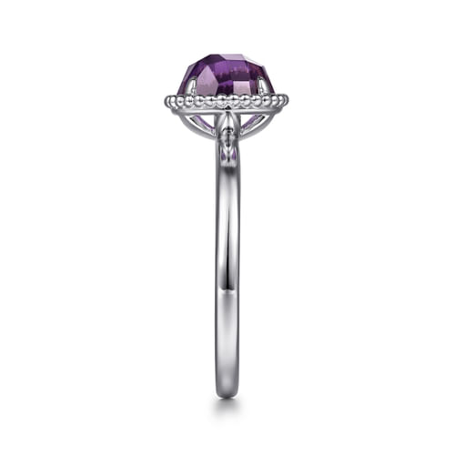 925 Sterling Silver Round Amethyst Bujukan Ring