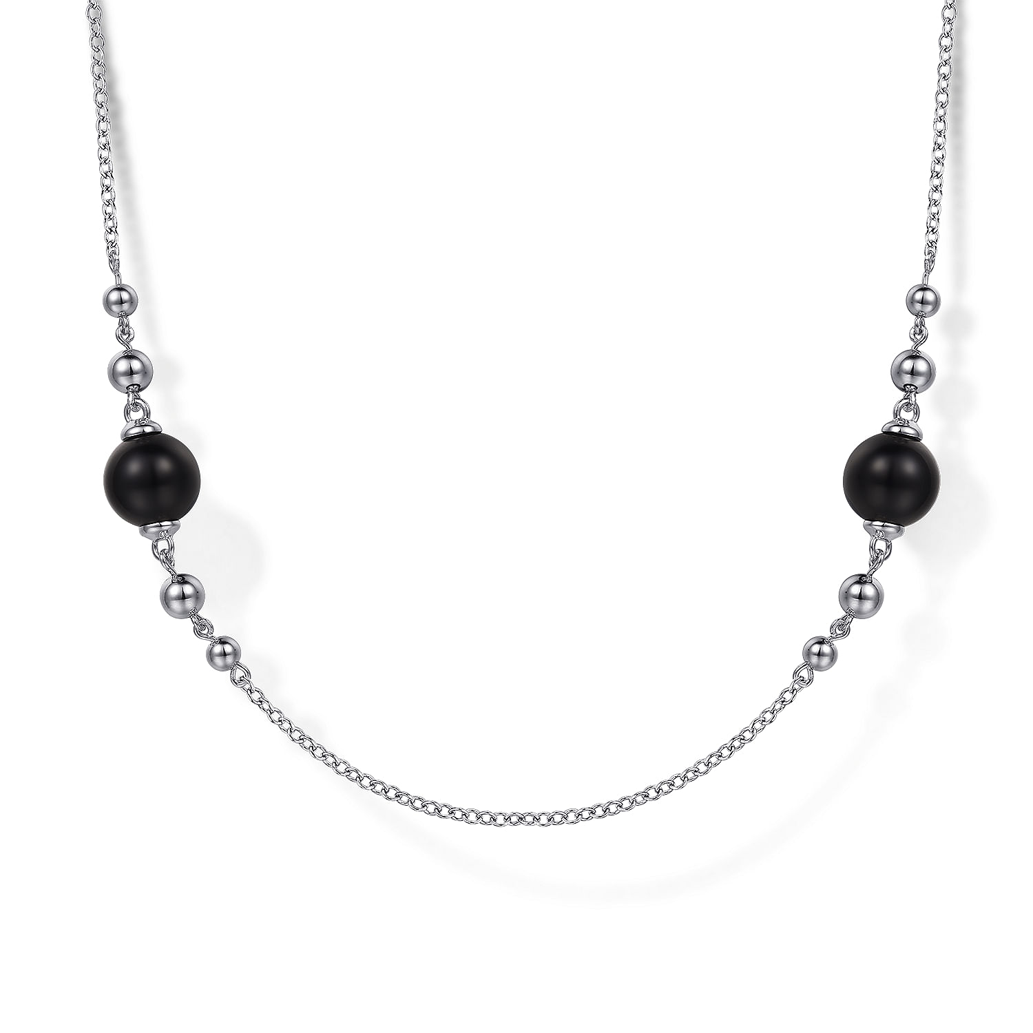 925 Sterling Silver Round Black Onyx Bujukan Necklace