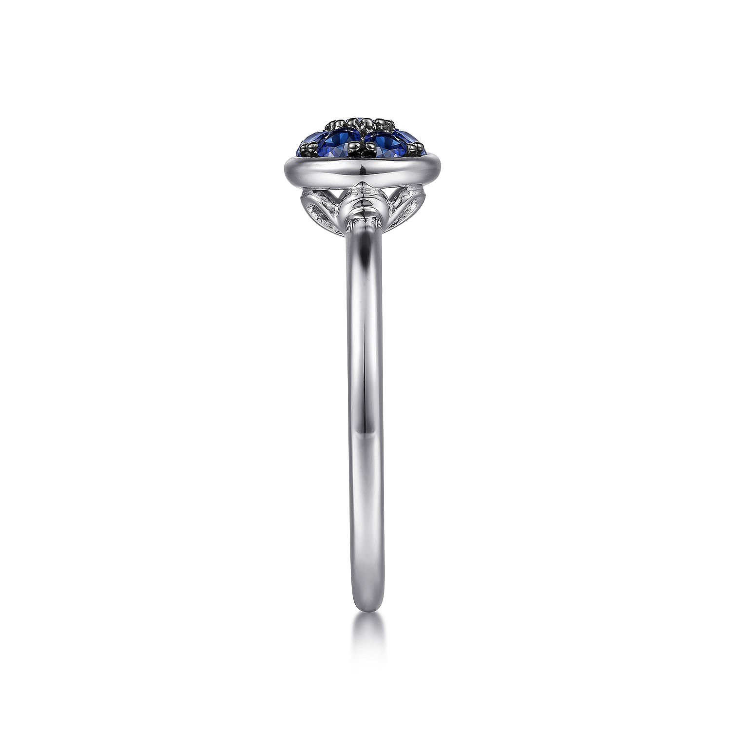 925 Sterling Silver Round Blue Sapphire Cluster Ring