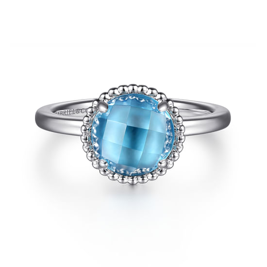 Gabriel - 925 Sterling Silver Round Blue Topaz Bujukan Ring