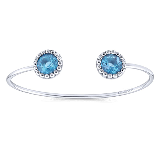 Gabriel - 925 Sterling Silver Round Blue Topaz Split Bangle