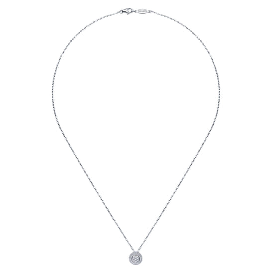 925 Sterling Silver Round Diamond Cluster Pendant Necklace angle 2