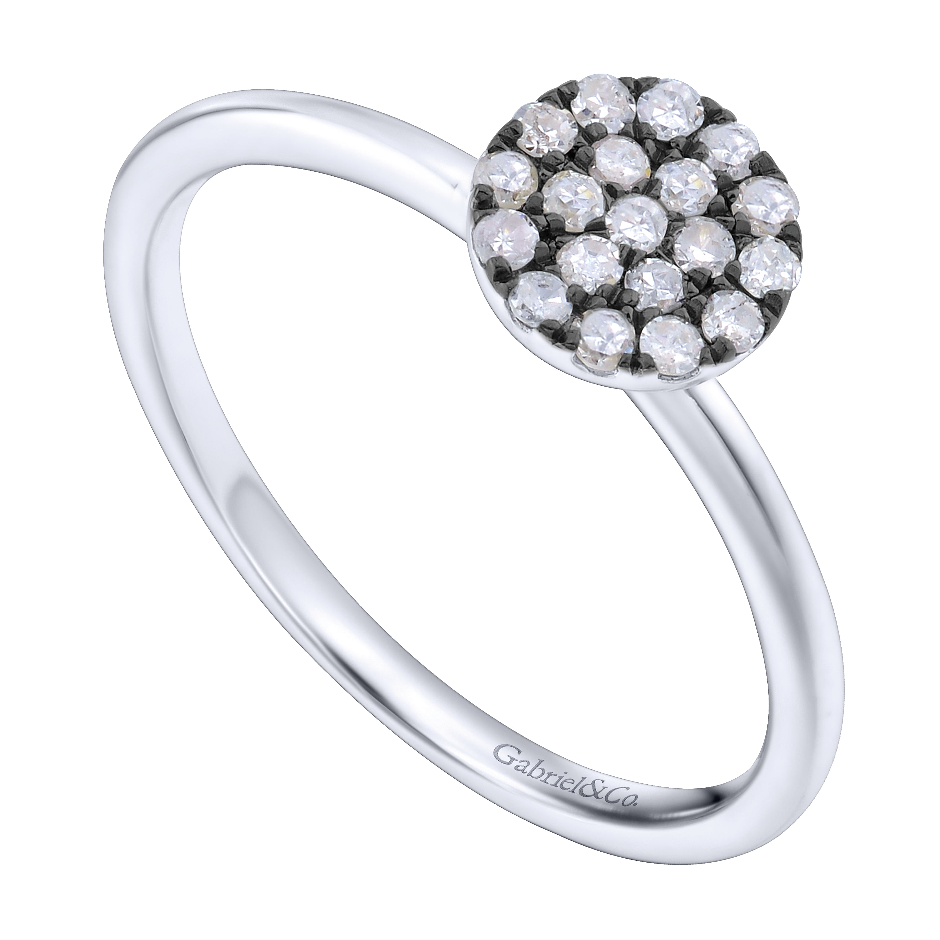 925 Sterling Silver Round Diamond Cluster Ring