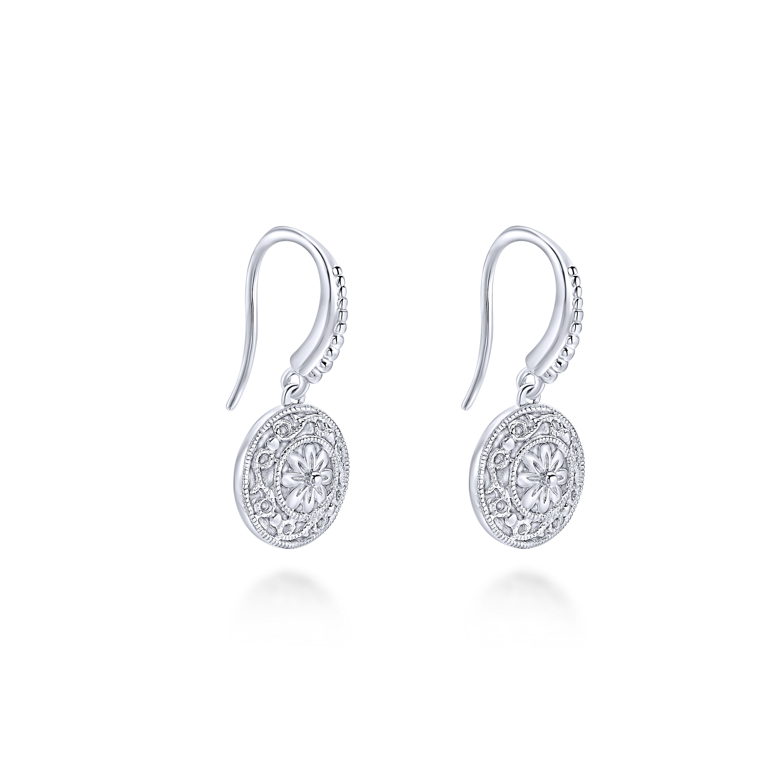 925 Sterling Silver Round Filigree Disc Earrings