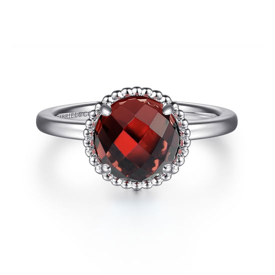 Gabriel - 925 Sterling Silver Round Garnet Bujukan Ring