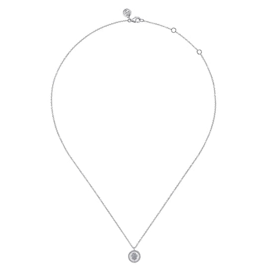 925 Sterling Silver Round Hamsa Pendant Necklace angle 2