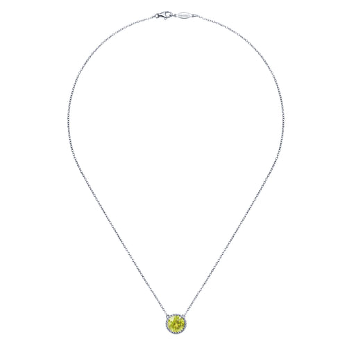 925 Sterling Silver Round Lemon Quartz Pendant Necklace