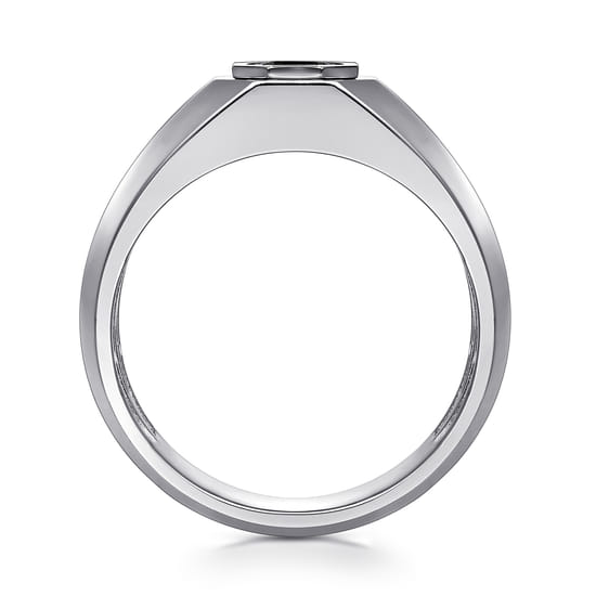 925 Sterling Silver Round Onyx Mens Engagement Ring in High Polish Finish angle 2